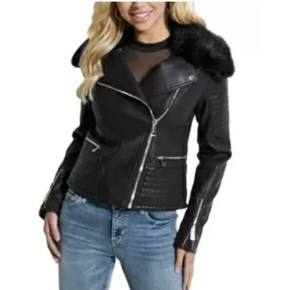 🎁 Guess Tasha Faux-Leather Moto Jacket - Picture 3 of 14